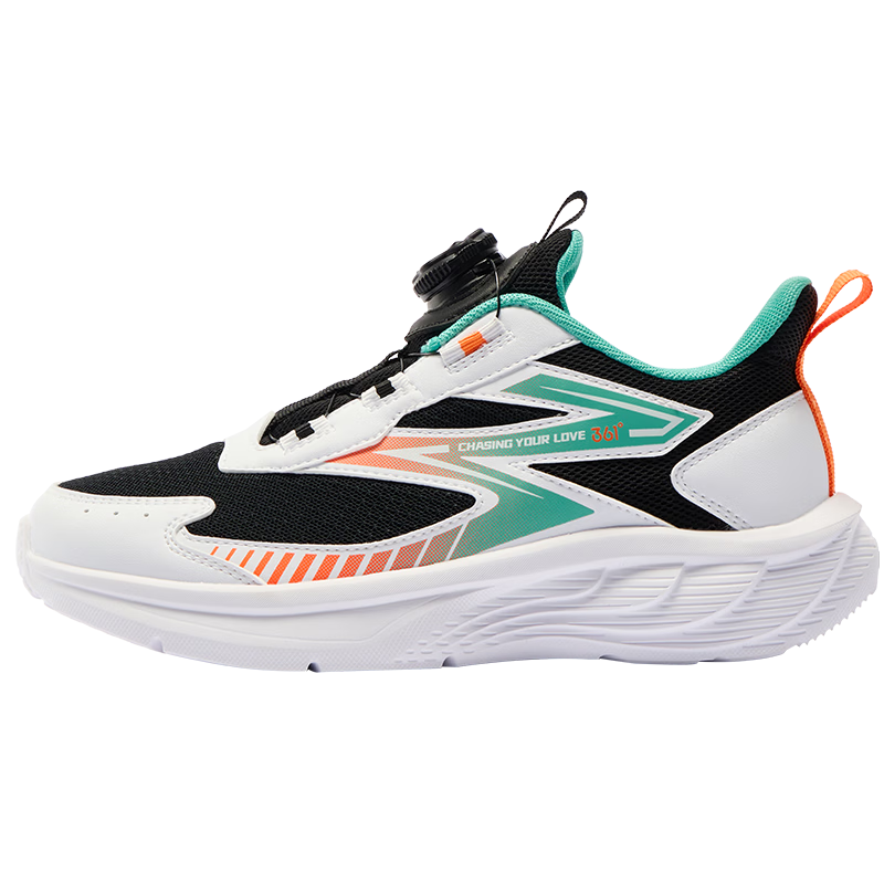 361° Kids Running Shoes Spring 2026 Boys and Girls 3-14 Years Lightweight Soft Elastic Knob Button Sports Shoes Black Size 33