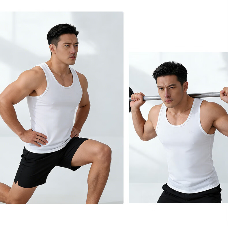 Hengyuanxiang Men's Pure Cotton Sleeveless Antibacterial Breathable Sports Tank Top Combed Cotton Summer Undershirt 16