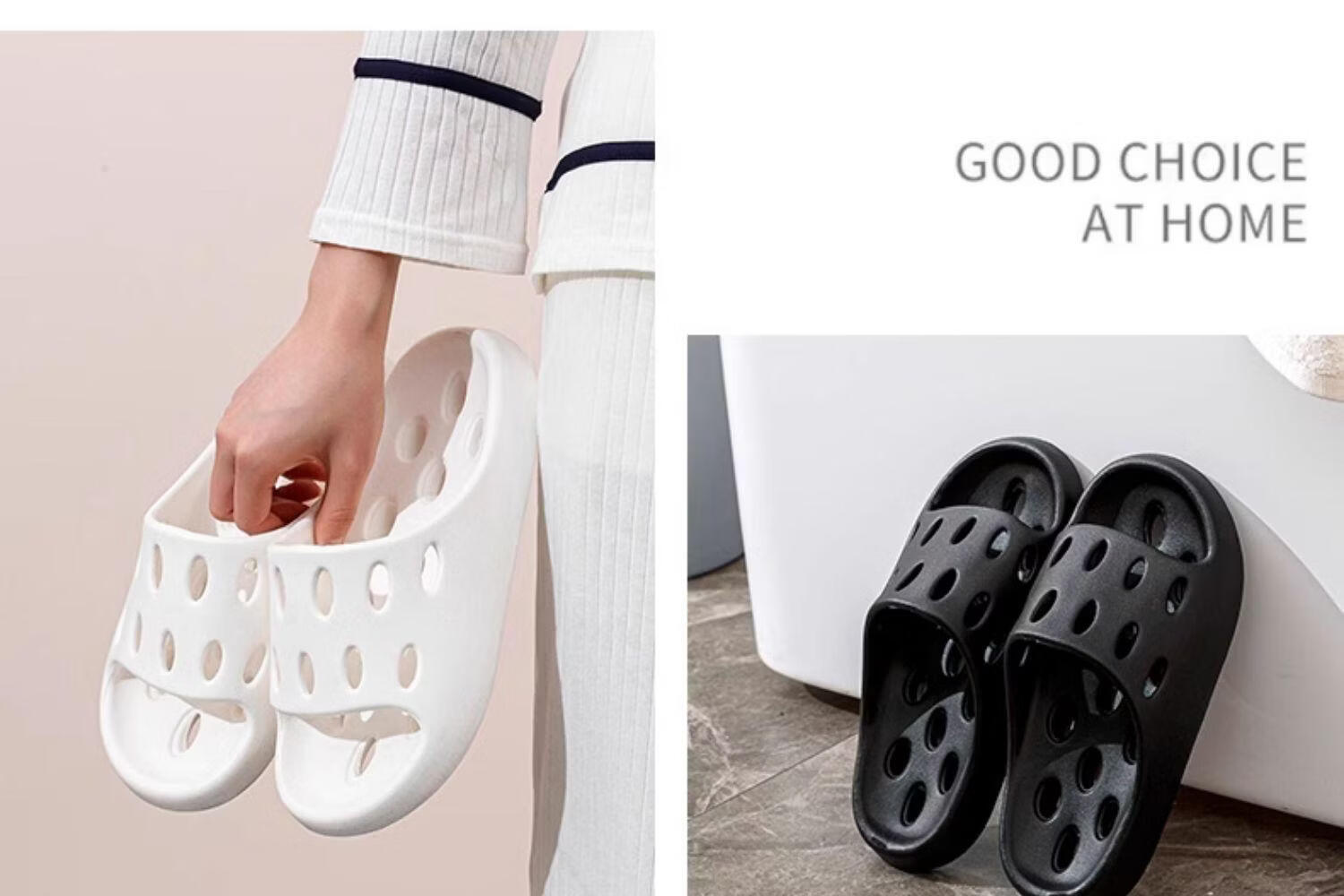 Guoluofi Bathroom Slippers Men Summer Indoor Home Shower Non-slip Hollow Water-draining Thick-soled Cool Slippers Women Black 36-37 24