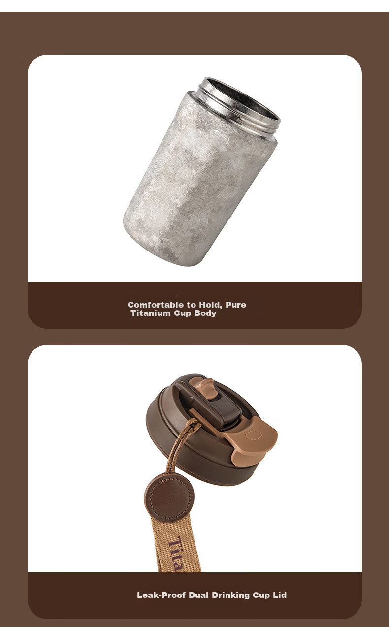 IMOGY Pure Titanium Insulated Mug Women's High-Value Portable Coffee Cup Large Capacity Thermos Straw Cup 16