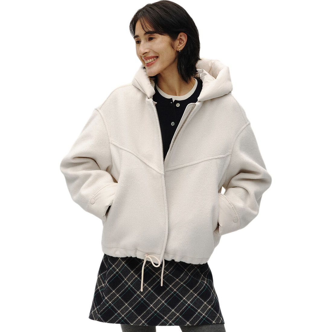 Semir Chen Duling Mall Same Style Women's Short Wool-Blend Warm Oversized Hooded Jacket 101725118001