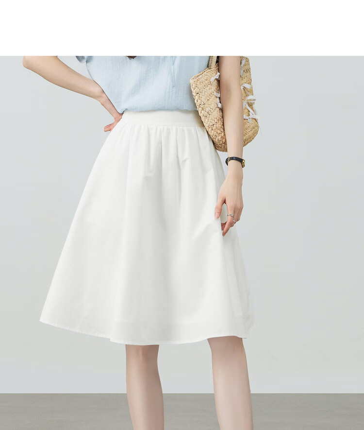 Shangdu Bira Petite Pear-Shaped Slimming Pleated A-Line Skirt for Women Spring Summer Casual Mid-Length Skirt 6