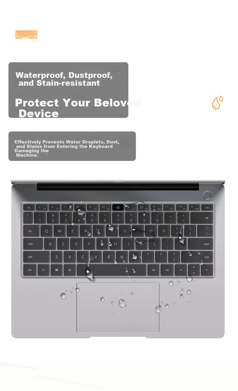 Jiasu Huawei MateBook 14 2023 Black Crystal Keyboard Film 14-inch Keyboard Protector Dustproof Waterproof High Transparency Thin (Keyboard with Pop-up Camera) 3