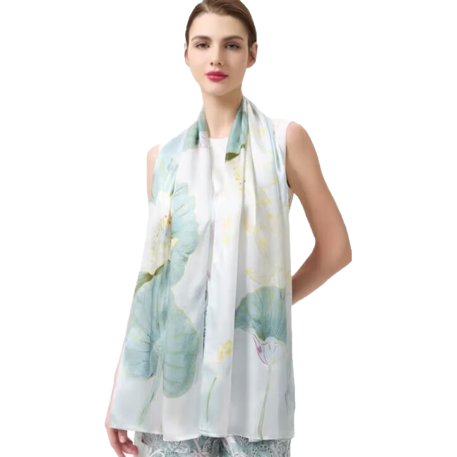 5161 100% Mulberry Silk Fashion Printed Long Scarf Women's Silk Shawl Dual-Use Holiday Gift Mall Same Style