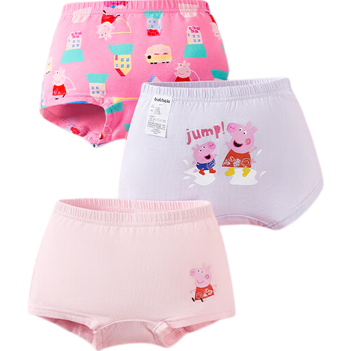 BALABALA Cotton A-Class Children's Boxer Briefs Girls Skin-Friendly 3-Pack [Peppa Pig IP] 208925170001