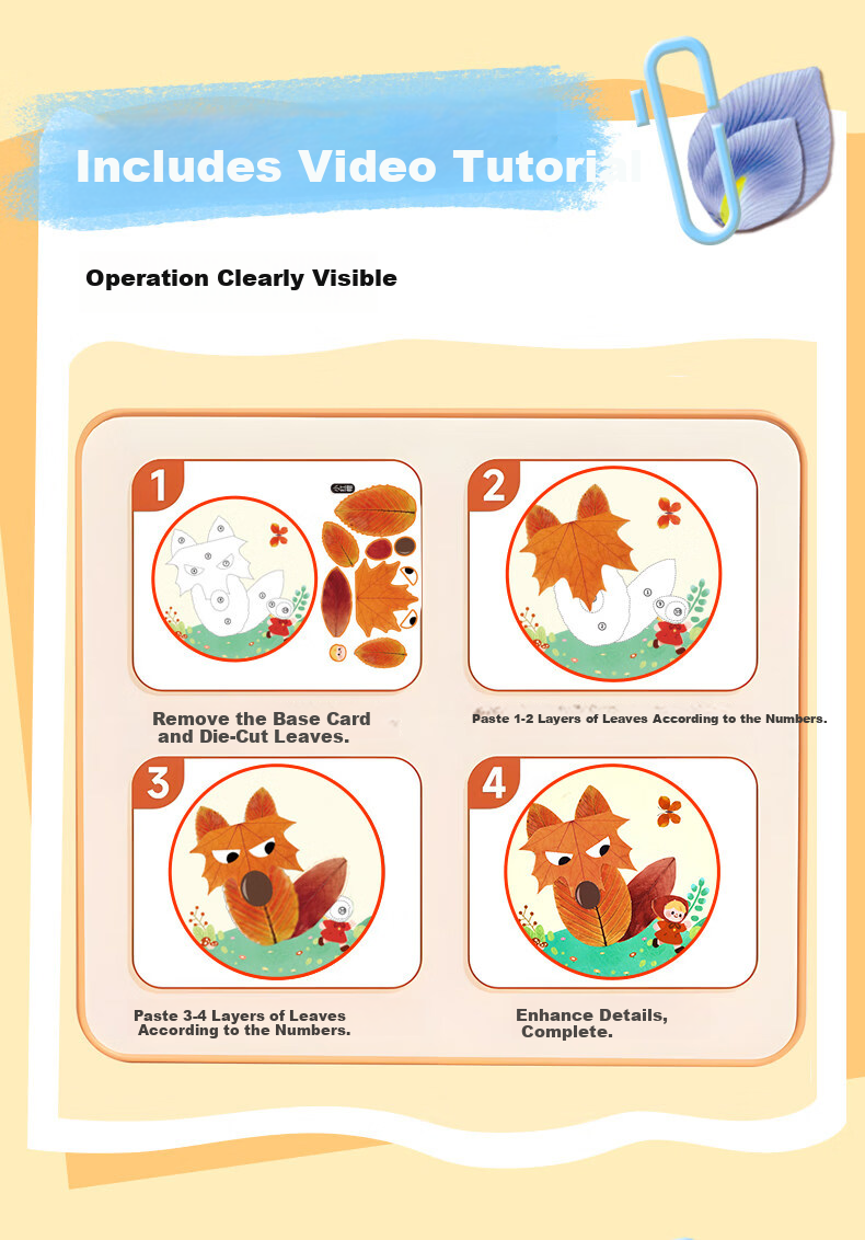 Xibimu Creative Leaf Art Cute Pet Stickers Kindergarten Children DIY Craft Materials 3D Puzzle Toy 9