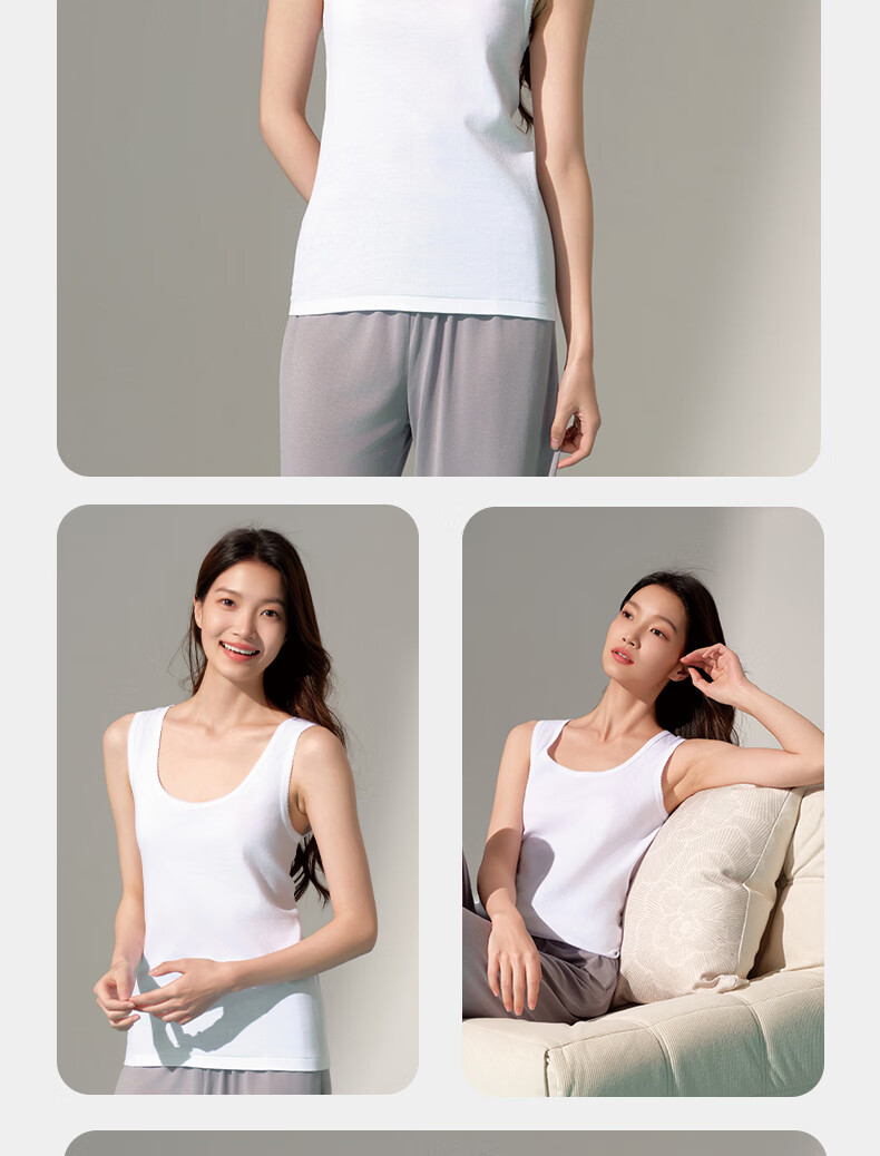Yiershuang Women's Vest Tank Top 100% Cotton A-Class Baby Grade Antibacterial Sleeveless Shirt All-Season Basic Layer 18