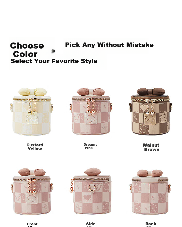 Semir Cute Dog Crossbody Bag for Women Makeup Box Checkerboard Bowknot Small Bag Gift 105825153003 17