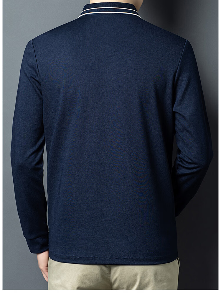 Edenbo Men's Long Sleeve Polo Shirt Cotton Mulberry Silk Black 185/100A (3XL) 13