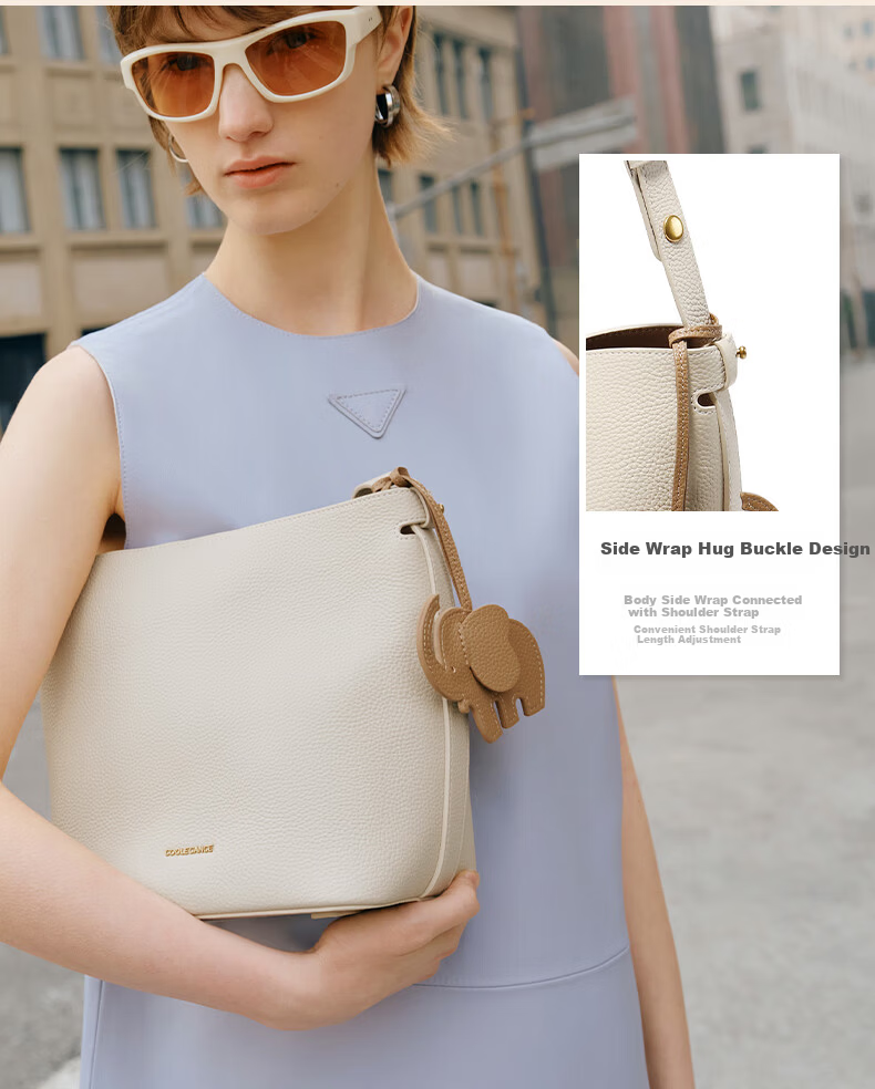 Belle Women's Simple Little Elephant Casual Bucket Bag Versatile Handbag for Mom X7258AX5 Gray 7