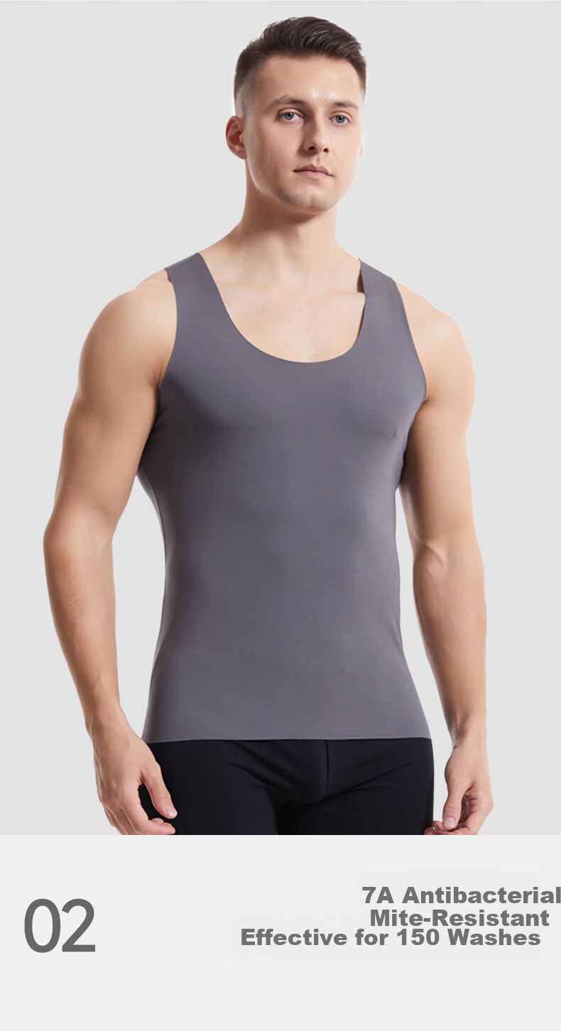 FIRS Men's Vest [80S Lenzing Modal] Round Neck High Elasticity Cooling Breathable Seamless Base Layer Tank Top Plus Size 7