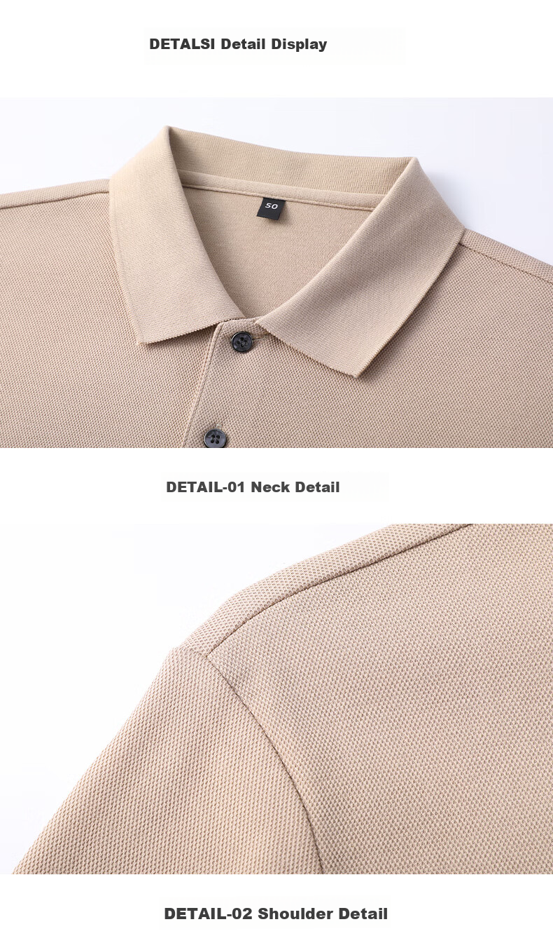 FIRS 100% Cotton Long Sleeve Men's Solid Color Casual Polo Shirt Spring Autumn New Dad Style 22