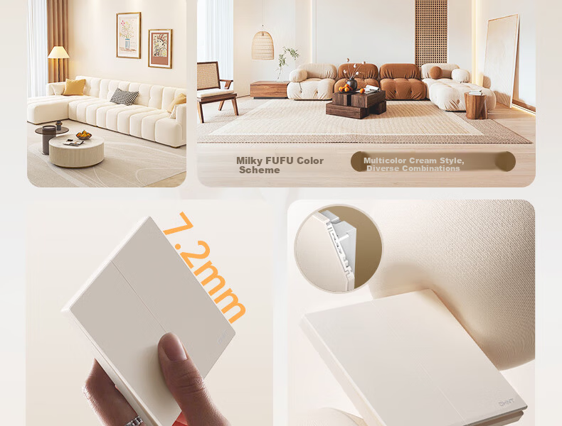 CHNT Switch Socket No-Paint Cream Style Large Panel Socket Faceplate Concealed X1M One-Gang Two-Way Control Phantom Silver Gray 5