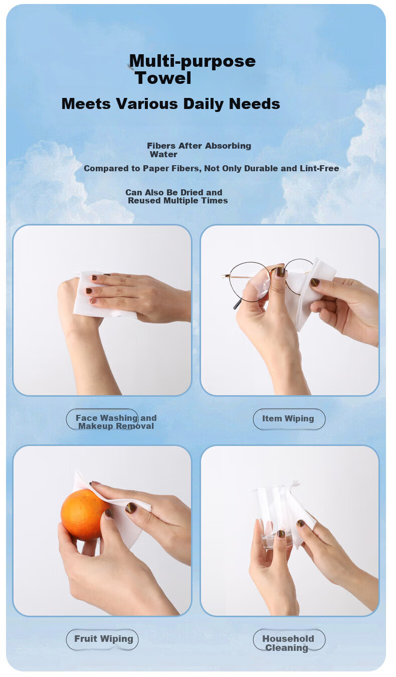 ZhiYue Life Medical Soft Cotton Towels Disposable Facial Wipes Dry and Wet Use 250g/80 Sheets*3 Packs 10