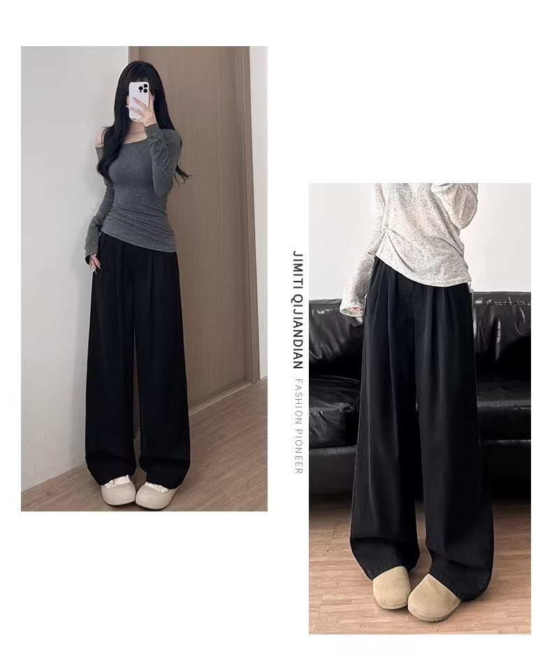 Langsha Tencel Women's Jeans Summer Thin 2026 New High-Waist Wide-Leg Ice Silk Cool Straight Pants for Petite 14