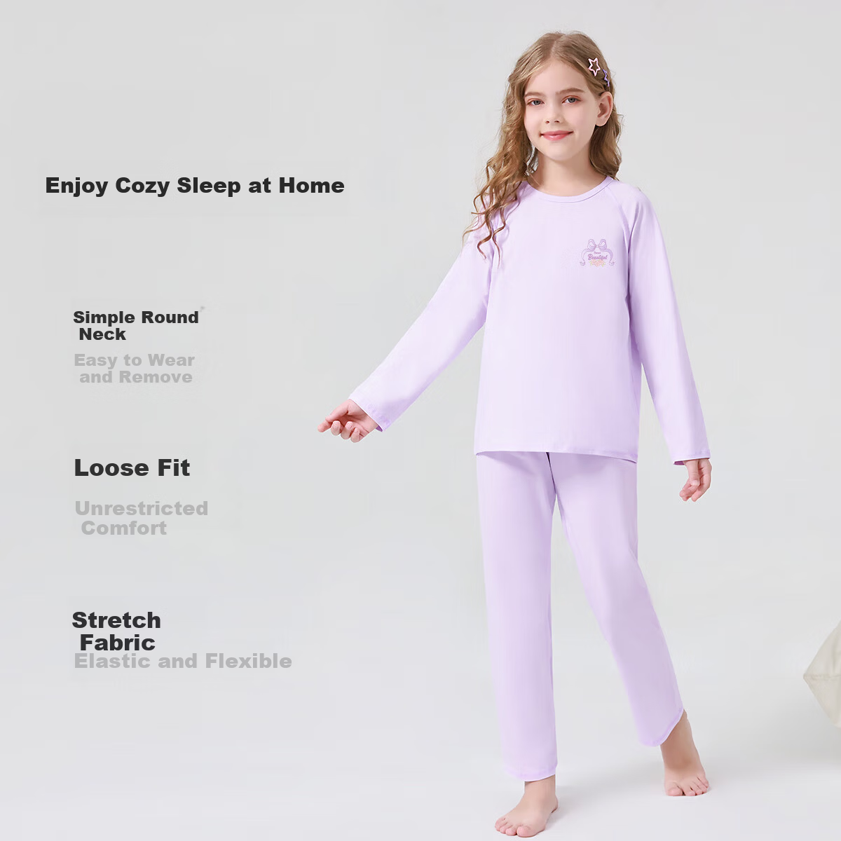Yiershuang Girls' Long Sleeve Spring Summer Pajama Set Children's Homewear Comfortable Outerwear for Teens