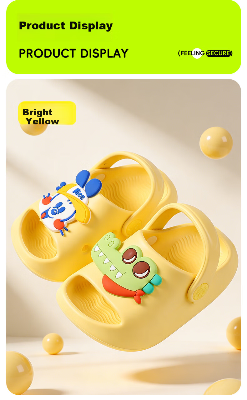 BOBDOG Children's Slippers Boys and Girls Baby Soft Sole Indoor and Outdoor Summer Sandals Yellow Size 150 11