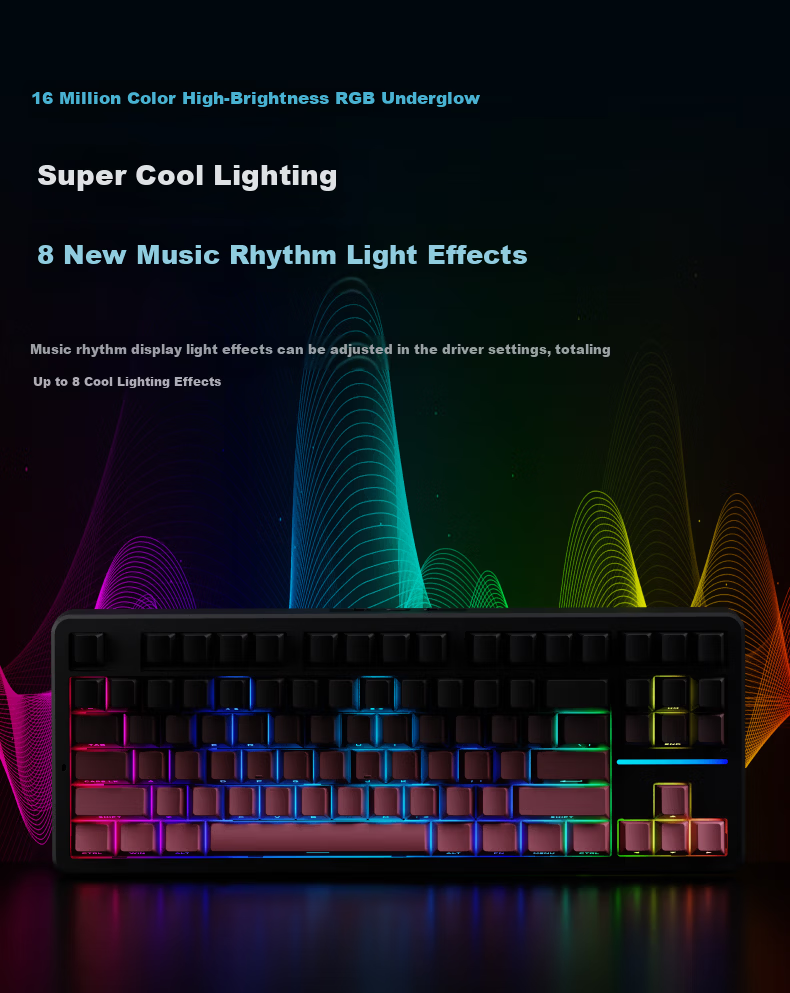 X87 Wireless Mechanical Keyboard with Wired and Bluetooth Tri-Mode, Customizable 5-Layer Filled Side-Engraved High-Value Gaming and Office 87-Key - Black Cloud Moss Switch 12