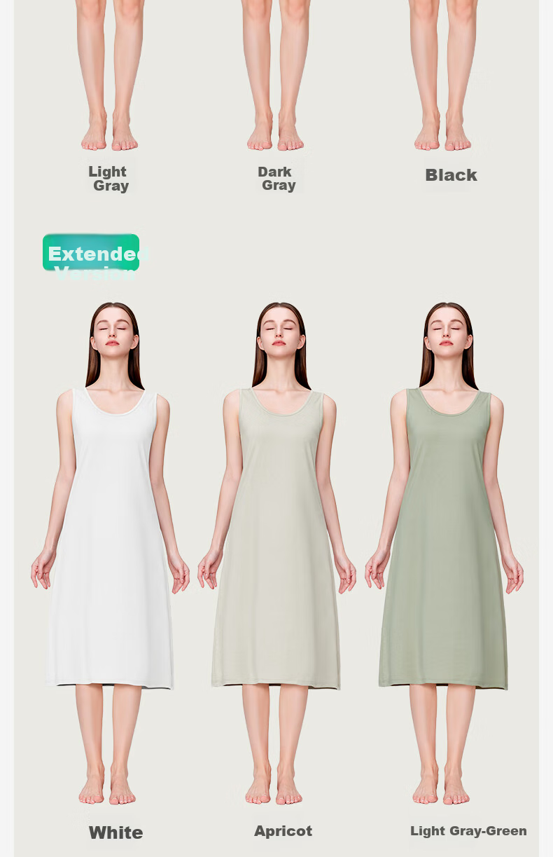 Jianyun Modal Women's Sleeveless Mid-Length Camisole Dress Thin Layering Slip Dress Summer Nightgown 14