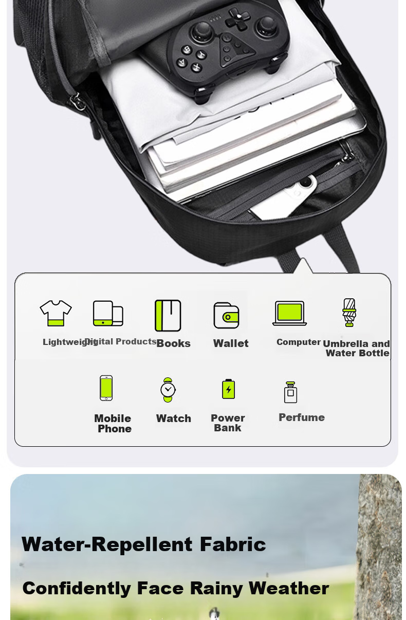 GOLDEN RAY Laptop Backpack 14.0-16.1 Inch Foldable Travel Bag for Men and Women 15.6 Inch Hiking Sports Outdoor Cycling School Bag Gray 4