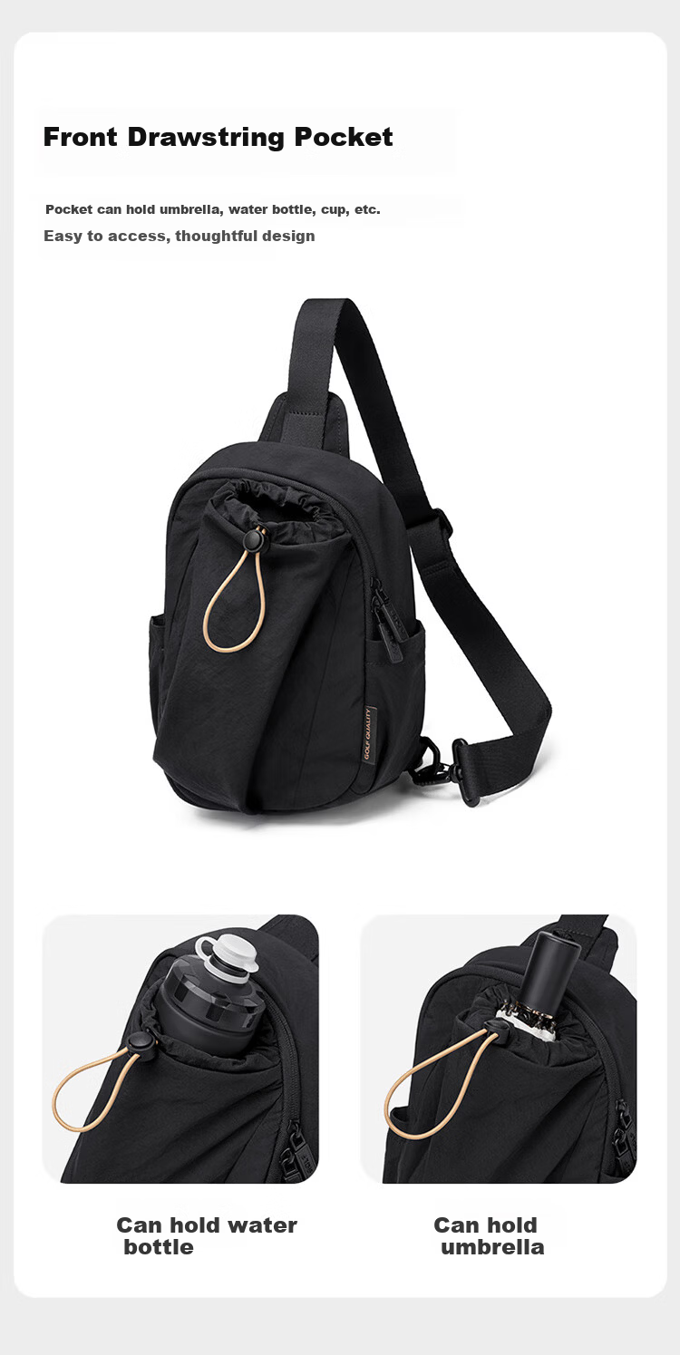 GOLF Men's Chest Bag Crossbody Shoulder Bag Unisex Phone iPad Bag Water Bottle Holder Water-Resistant Sports Cycling Small Backpack 15