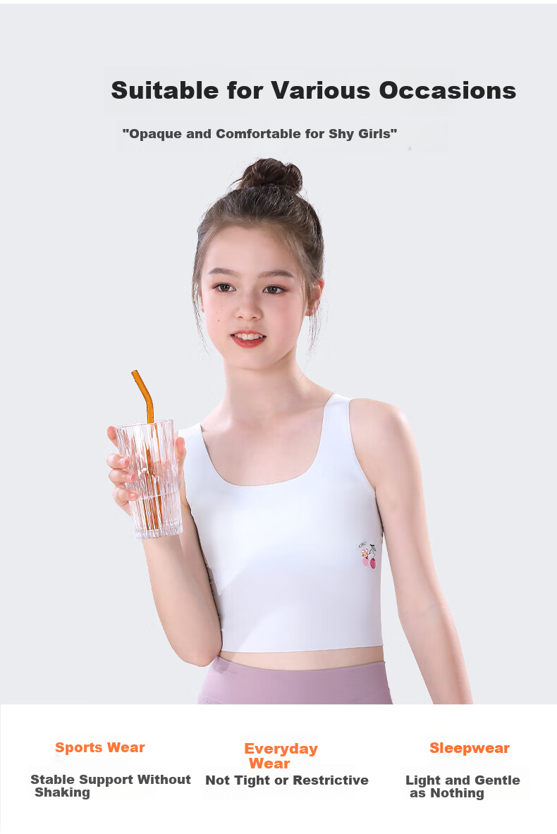 HZASZ Girls' Seamless Chest-Free Vest Bra for Elementary School Girls, Developmental Period, Ages 8-12 11