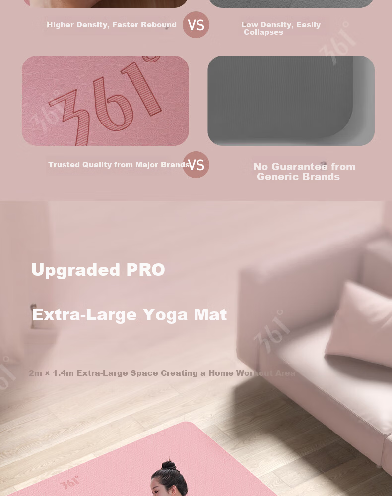 361° Double Yoga Mat Extra Large Thickened Non-Slip Shockproof Silent Exercise Mat for Home Fitness 2