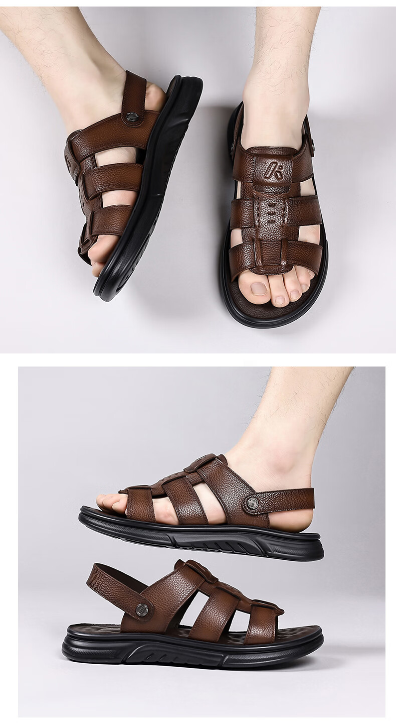 Aokang Summer Men's Casual Beach Sandals Black Size 38 17
