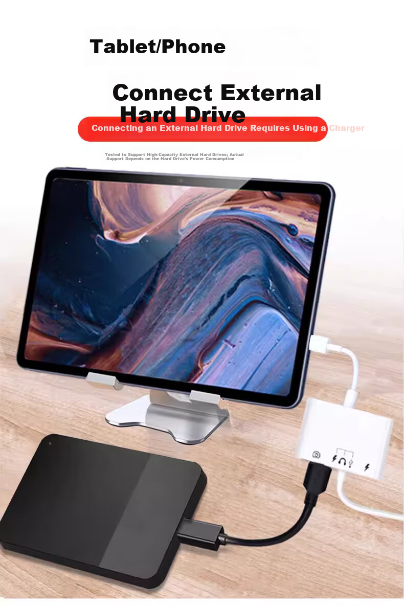 Lantuo Card Reader Mobile Hard Drive Lightning Cable Apple OTG Adapter for iPad Tablet Phone Data Transfer USB Drive Converter with Power Supply 5