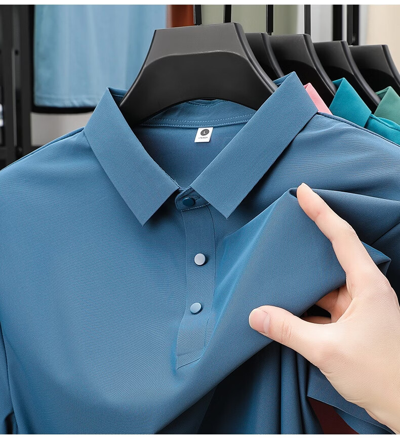 ROMON Father's Day Gift Men's Summer Ice Silk Quick-Dry UV Protection Breathable Polo Shirt Short Sleeve T-Shirt 22