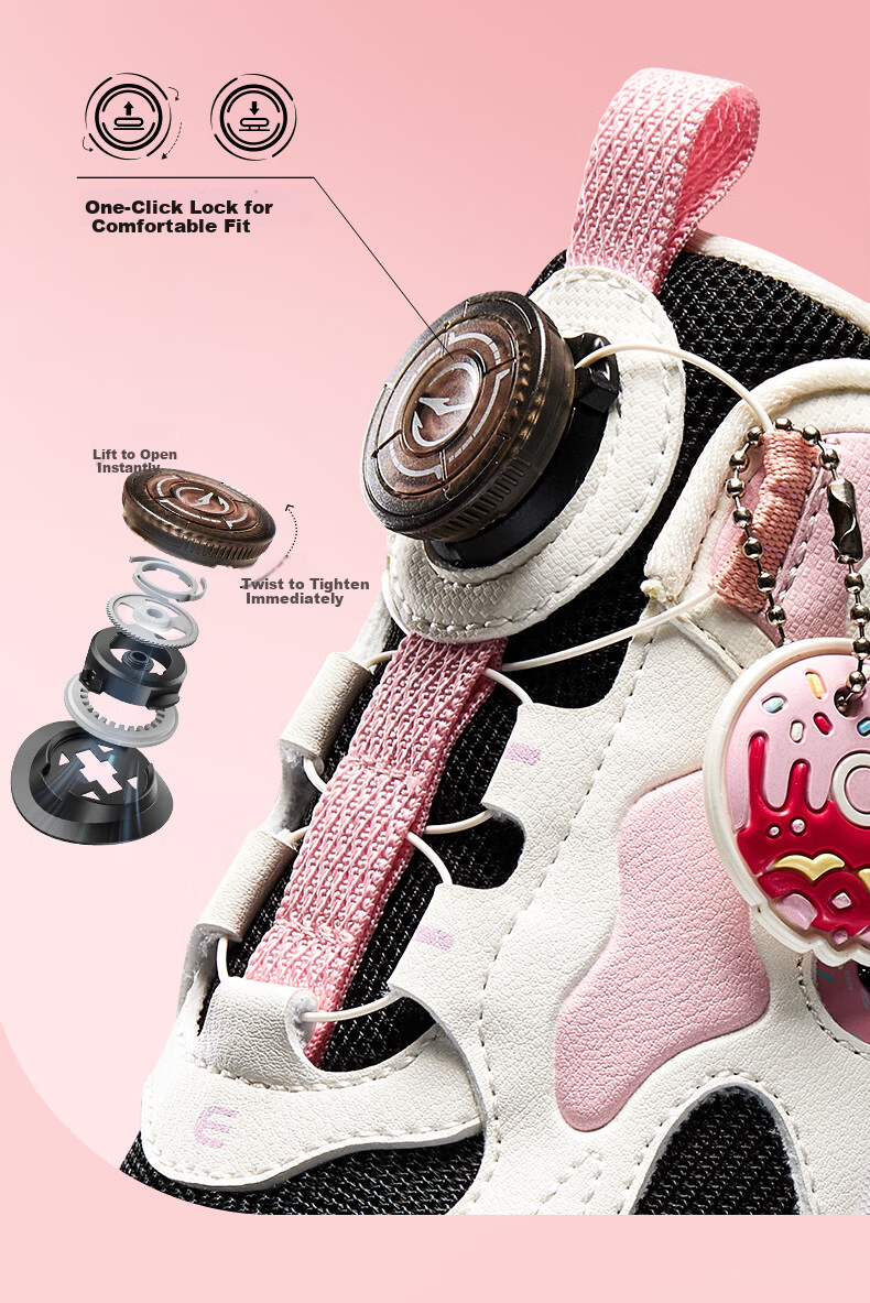 ERKE Kids Casual Shoes Boys and Girls Mesh Sports Shoes with Knob Closure Sea Shell Pink/Microcrystalline White Size 33 11