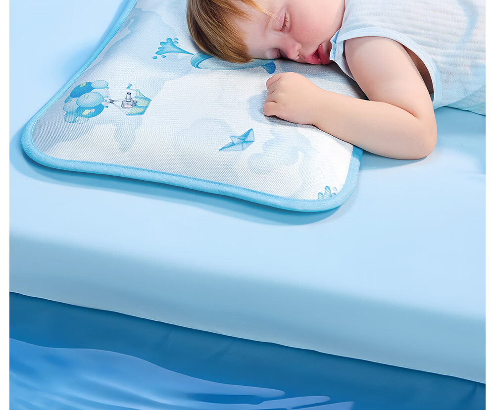Beitaisi Children's Pillow, Summer Breathable Baby Ice Silk Cool Pillow, for Ages 3-6, Infant Kindergarten Pillow, Cloud Slice Pillow, Mushroom Farm 30