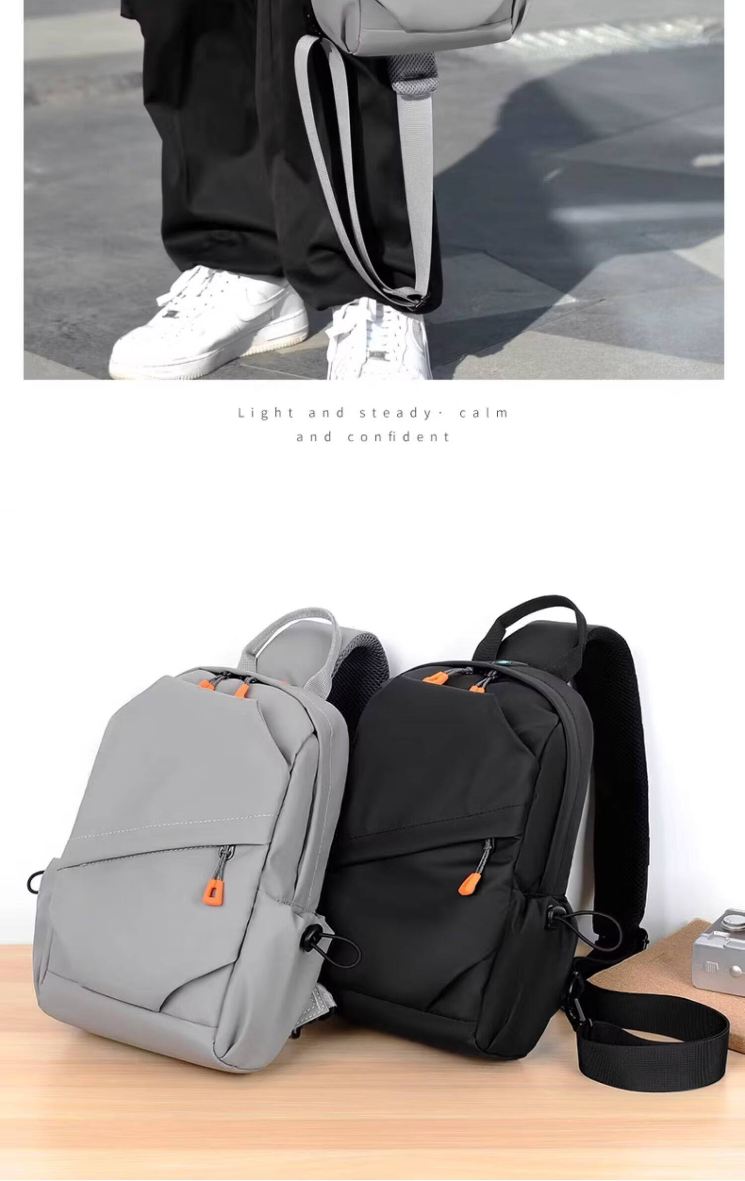 Warrior Men's Crossbody Bag 26L Large Capacity New Shoulder Bag Multifunctional Water-Resistant Small Backpack for Commuting and Outdoor Use 17