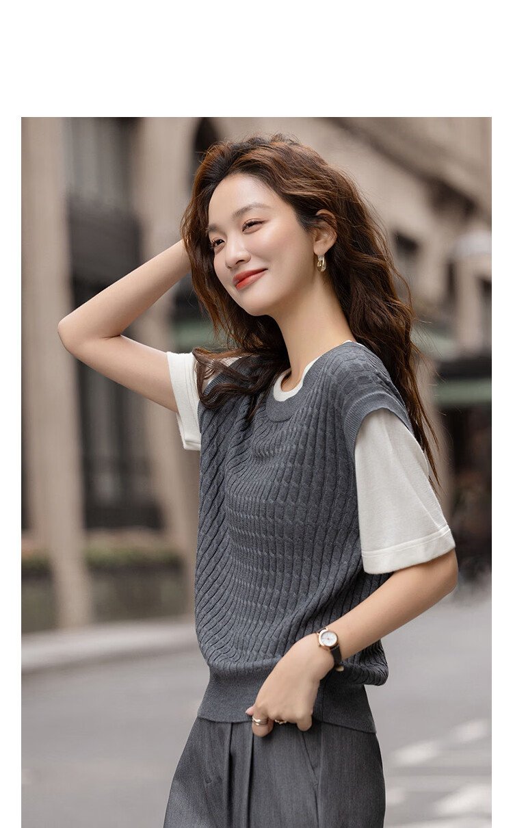 Demana【With Mulberry Silk/Sheep Wool】Spring College Style Cable Knit Colorblock Sweater Petite Women's Knitwear 9