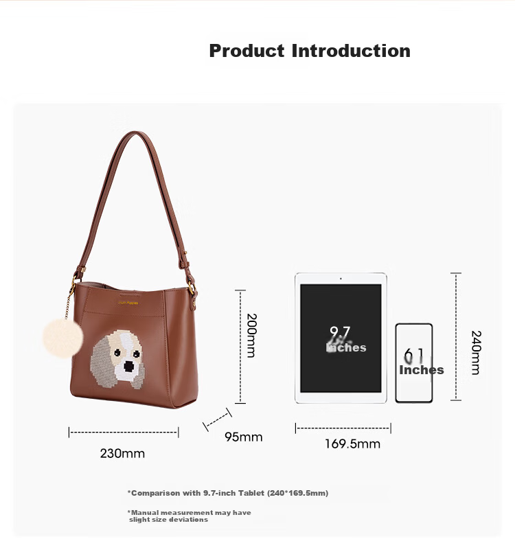 Hush Puppies Women's Shoulder Bag Large Capacity Tote Crossbody Bag Animal Embroidery Birthday Gift 1
