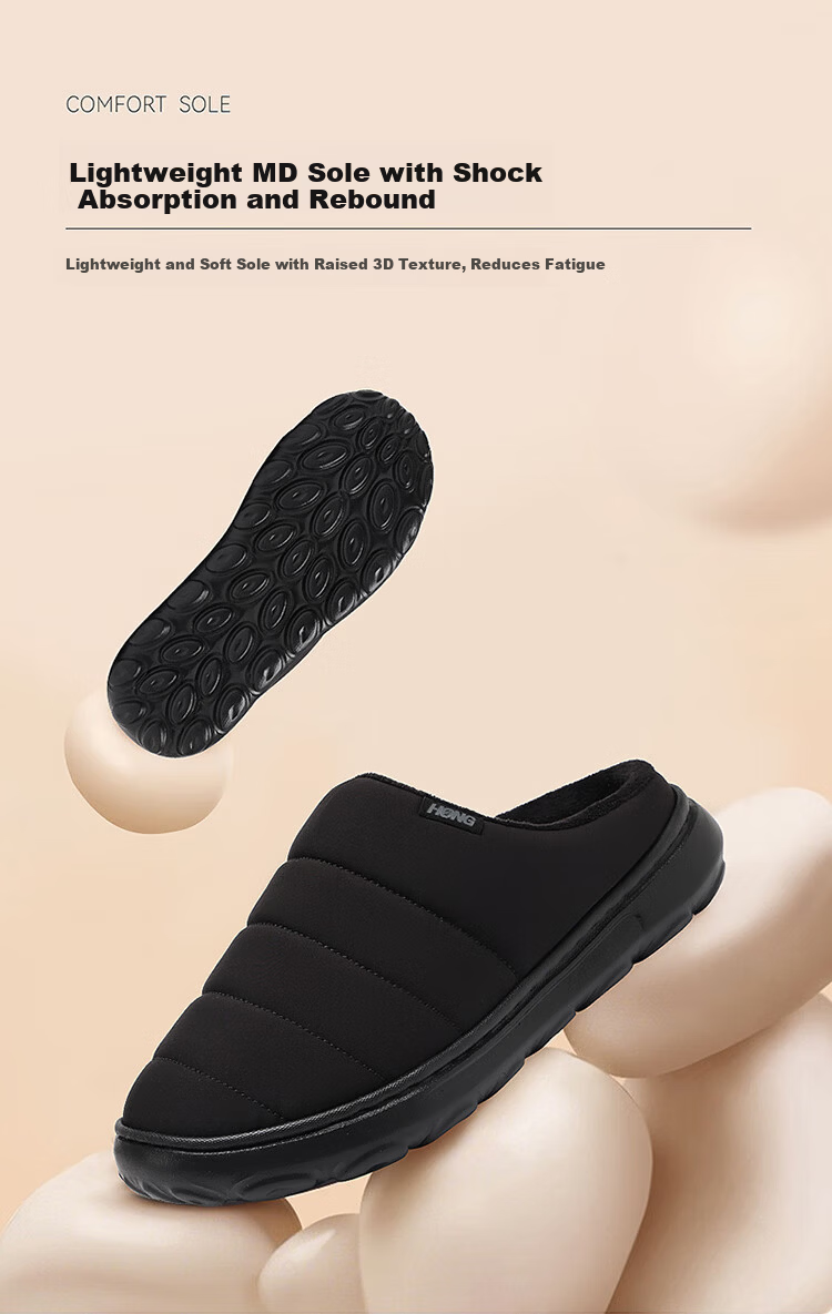Red Dragonfly Men's Cotton Indoor Home Slippers Plush Warm Thick Soft Lightweight Sole Cotton Shoes EXD450061 Black Size 40 8