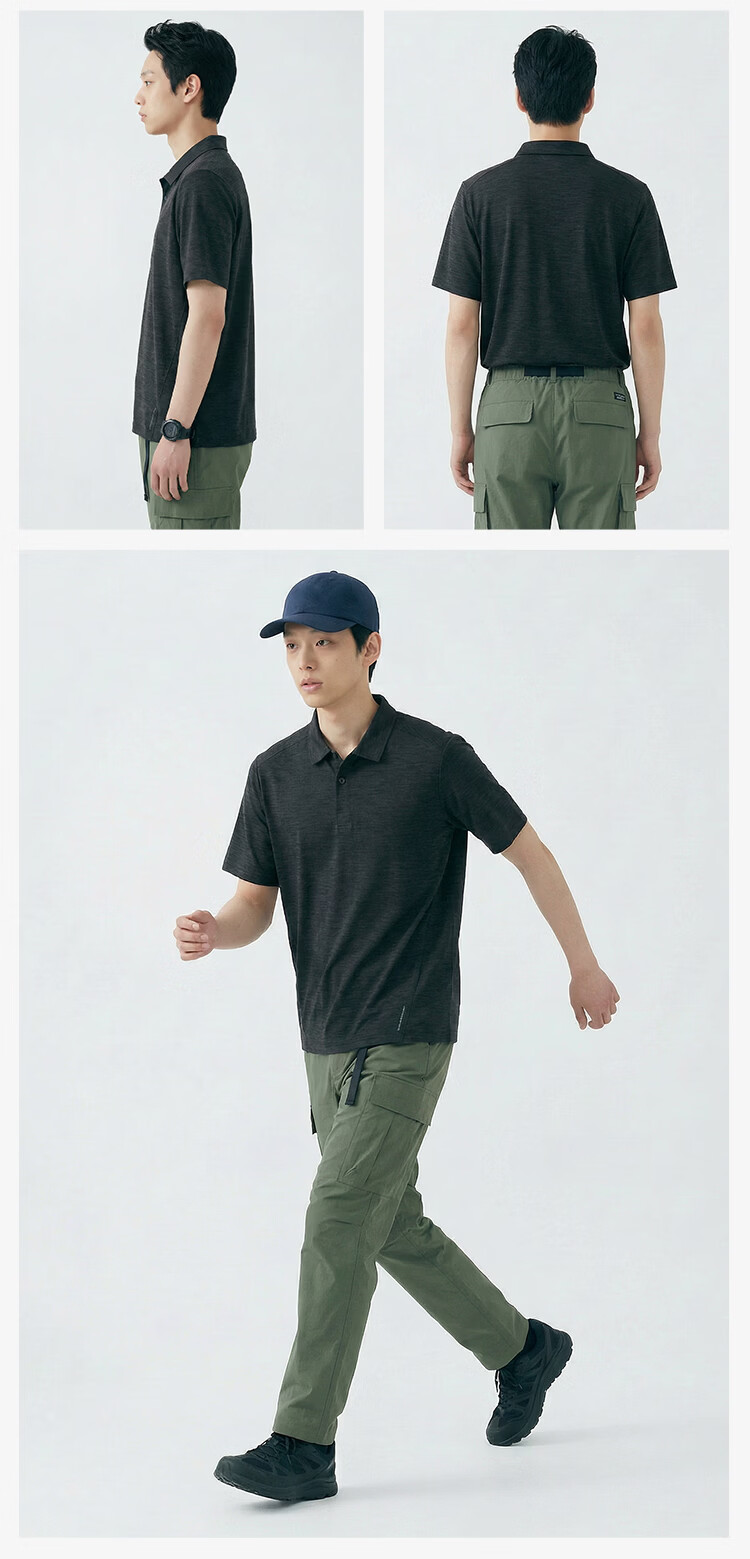 JD Jingzao Outdoor Quick-Dry Polo Shirt Short Sleeve Men 2026 Summer New PowerDry Hiking Mountaineering Cationic Black 2XL 15