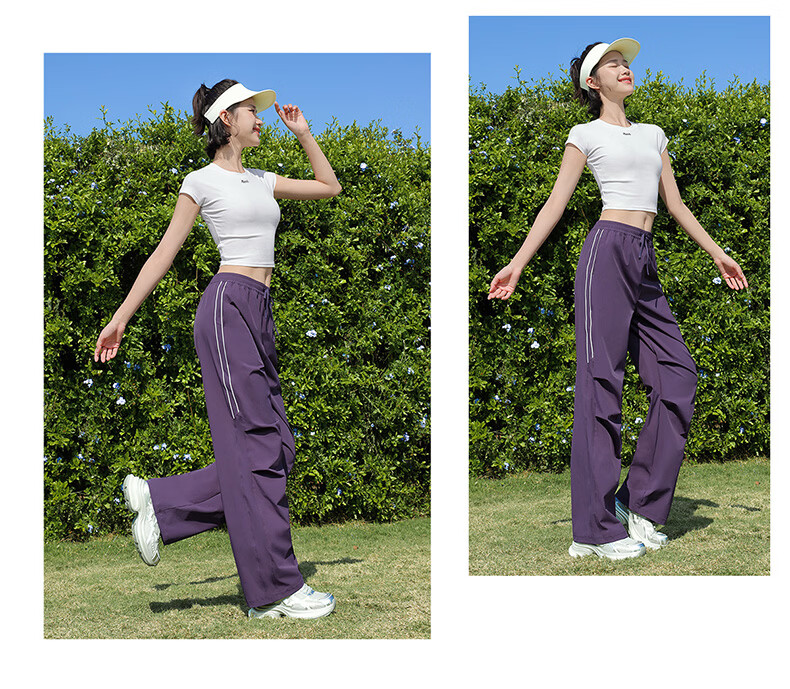 CAMEL Women's Outdoor Hiking Paratrooper Pants Loose Stretch Sports Casual Trousers Y26BA4L0012 Phantom Black L 20