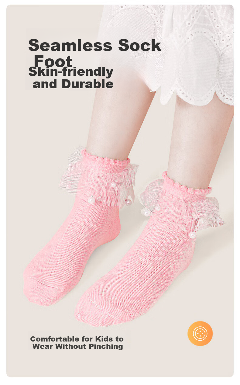 Barbie Children's Socks Girls Spring and Autumn Thin Cotton Socks Summer Lace Princess Mesh Breathable Short Socks Baby Girl Kids Socks 6