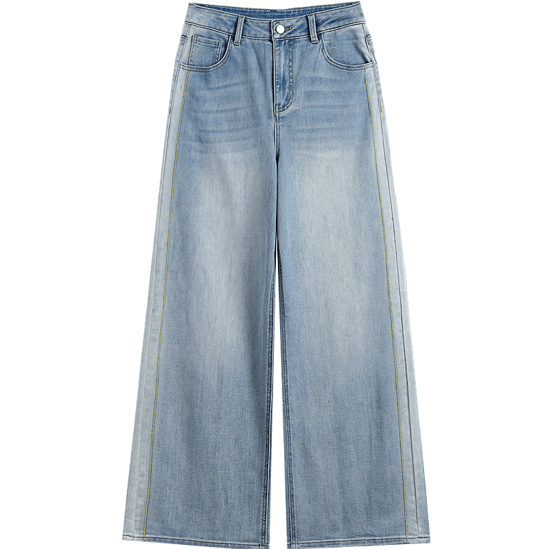 Demana [Cloud Oxygen Cotton Blend] Spring 3D Mid-High Waist Hand-Finished Side Seam Petite Women's Wide-Leg Jeans