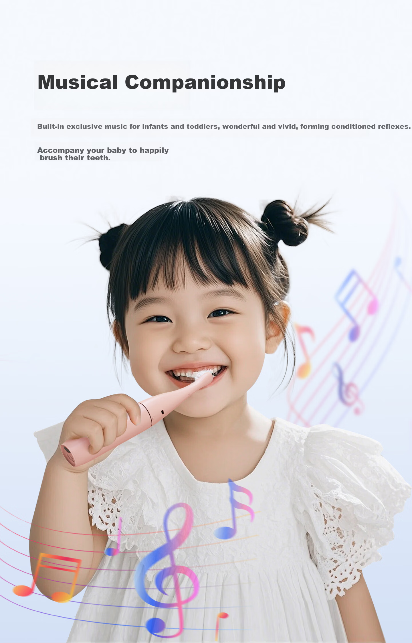 Homeplove Kids Electric Toothbrush with Smart Voice Reminder Soft Bristles for 0-3-6 Years Gum Care Birthday Gift 5