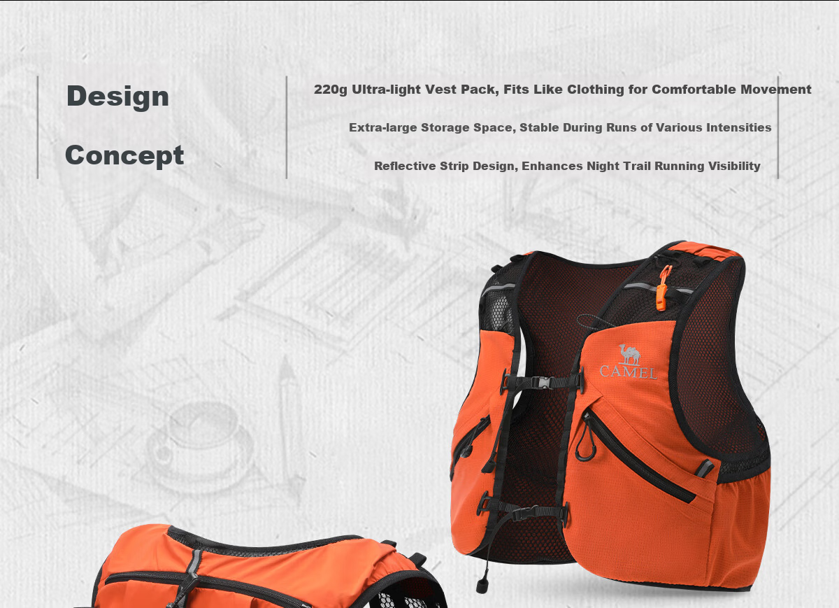CAMEL Off-Road Running Backpack Sports Double Shoulder Marathon Vest Outdoor Professional Hiking Mountaineering Hydration Backpack 3037 4