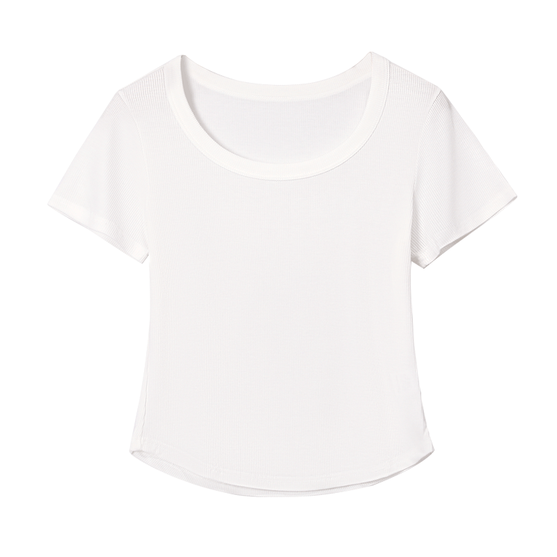 Hodo 10A Antibacterial Modal Short Sleeve T-Shirt for Women, Round Neck, Versatile Waist-Slimming Short Fit Base Tee