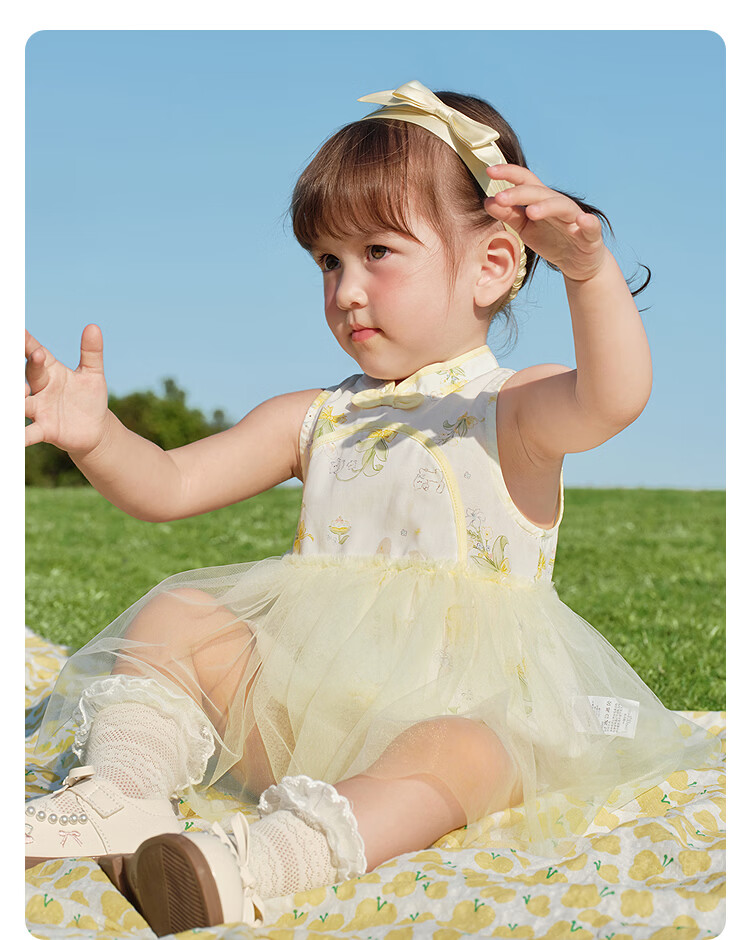 Balabala [balaOne] Baby Romper Infant Toddler Girls Triangle Bodysuit 2026 Summer Sweet Cute 12