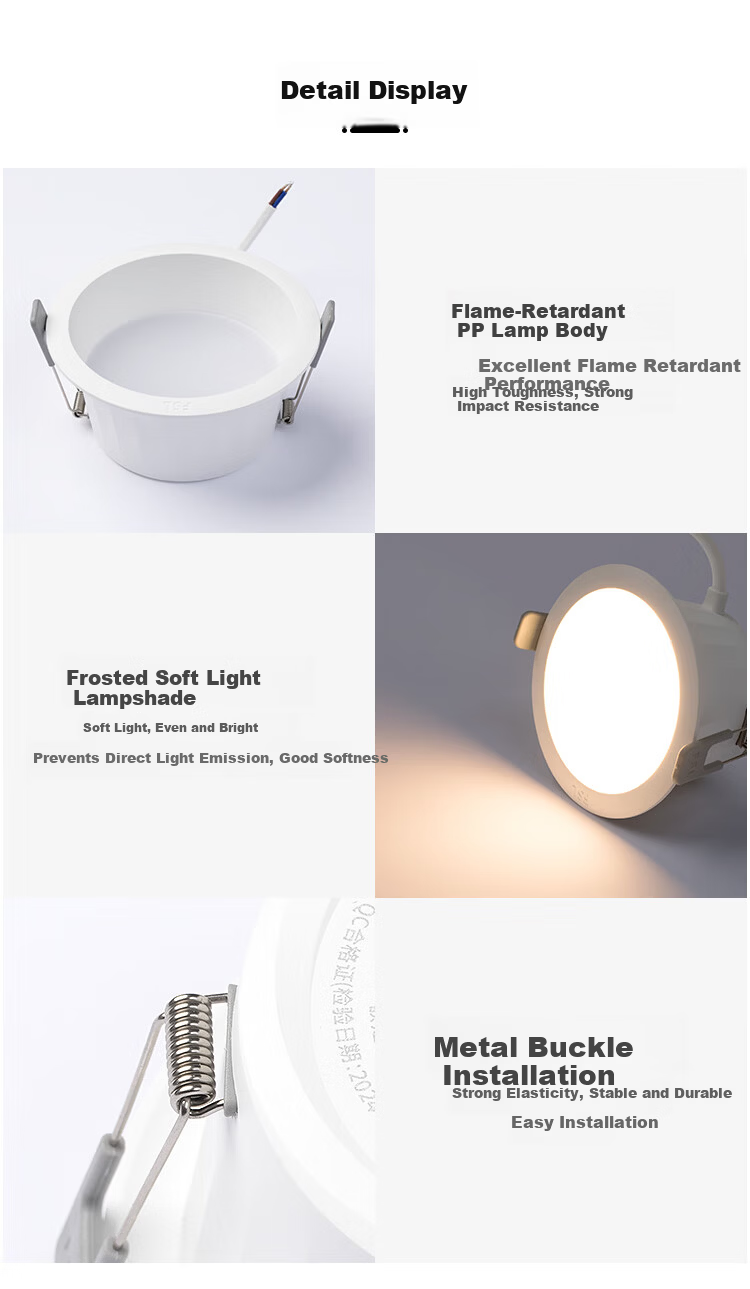 FSL Foshan Lighting LED Deep Anti-Glare Recessed Downlight Non-Main Light Home Living Room Ceiling Hole Light 6W Warm White Opening Size φ75mm 10