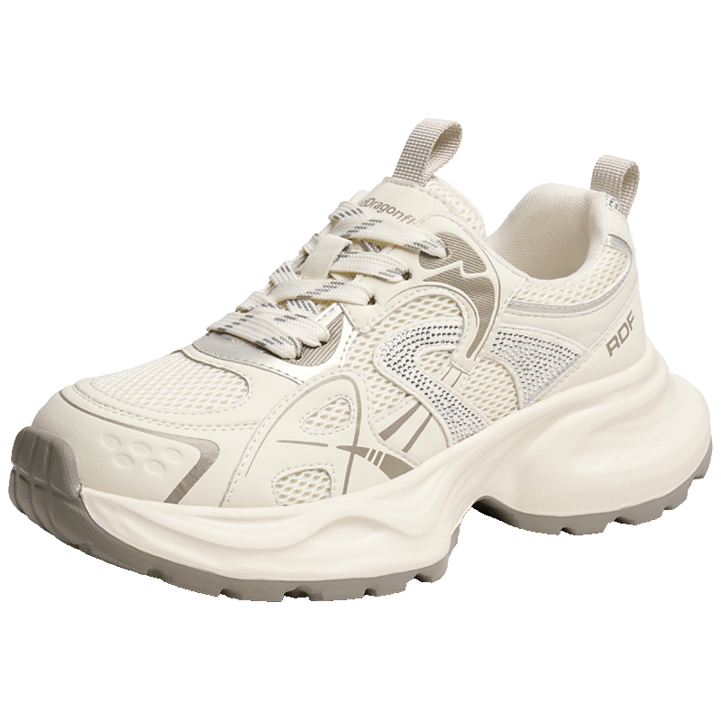 RED DRAGONFLY Chunky Sneakers for Women, Thick-Soled Height-Increasing Versatile Mesh Shoes, Sports Running Shoes WTB35259 Beige Size 36