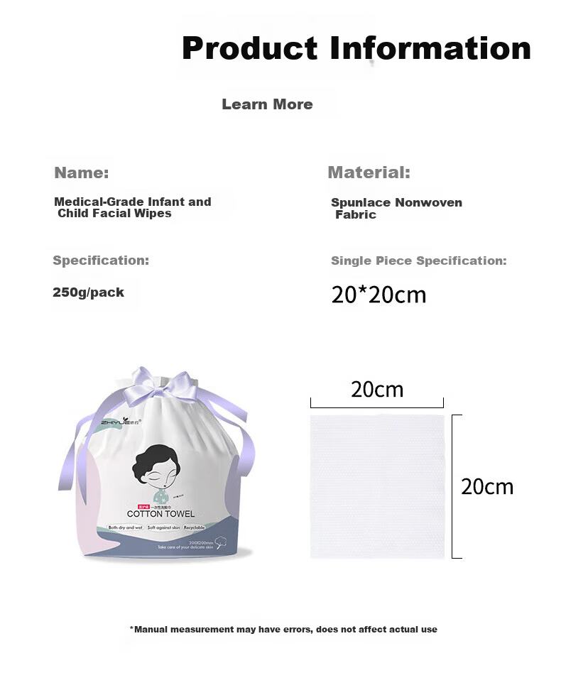 ZhiYue Life Medical Soft Cotton Towels Disposable Facial Wipes Dry and Wet Use 250g/80 Sheets*3 Packs 14