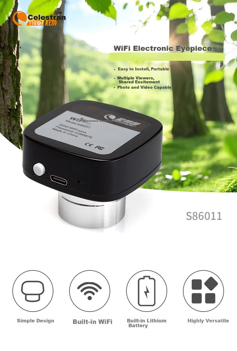 Celestron Astronomical Telescope Accessory 200W Pixel WiFi Electronic Eyepiece Adapter for Starway/Tianping/PS/DX80/EQ3 1