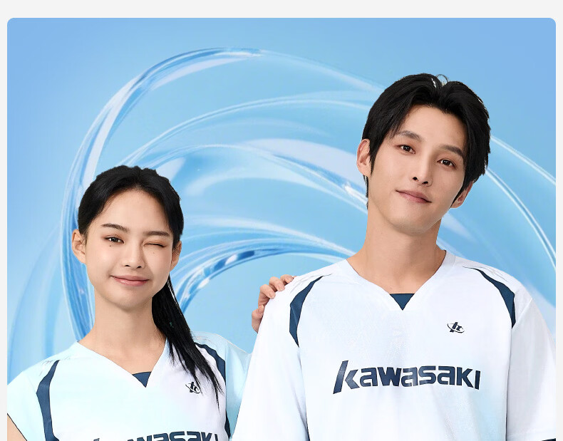 KAWASAKI Men's Badminton Sports Short Sleeve T-Shirt Quick-Dry Breathable Competition Training Shirt D1227 Dark Blue 2XL 2