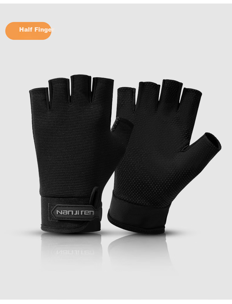Nanjiren Men's Half-Finger Cycling Gloves Tactical Sports Non-Slip Outdoor Motorcycle Gloves Black 9